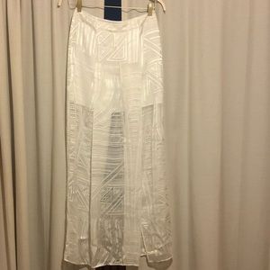 ASOS White geometric print half sheer maxi dress